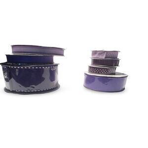 Purple Ribbon Lot – Lavender, Polka Dot & Solid – 7 Roll